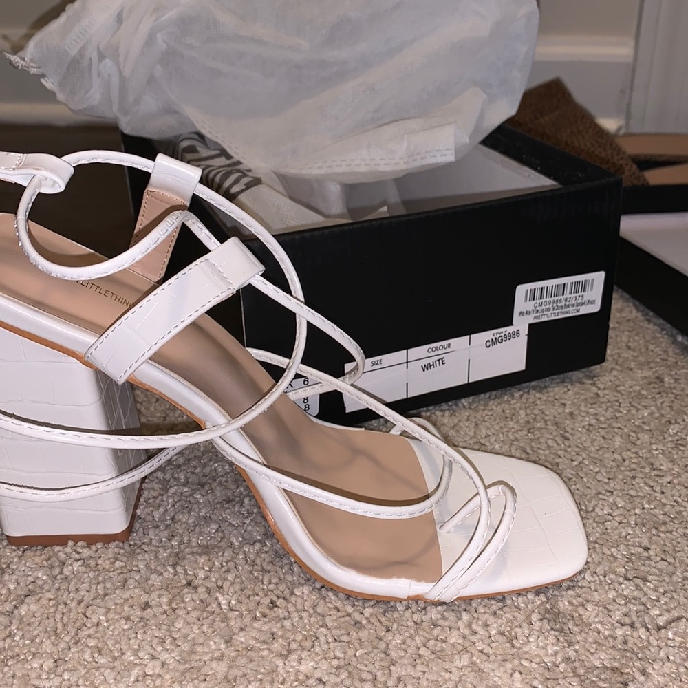 Sleek White PLT original block heels US Size 8.